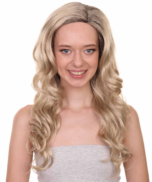 プレミアムハロウィンパーティーレディ H-5424 ロングレングス ウェービー スターガールスーパーヒーローウィッグ ブロンド