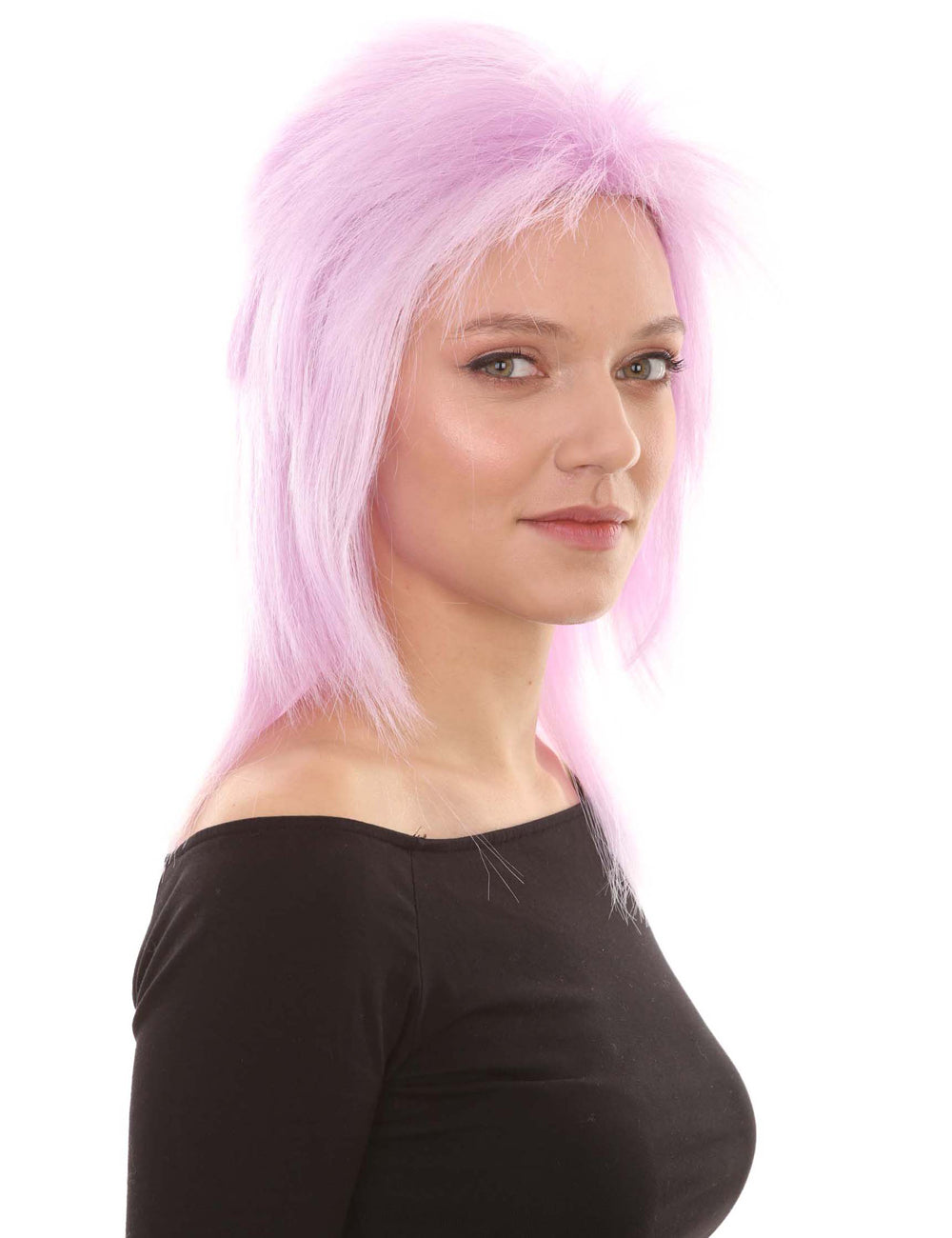 Wigs2you ハロウィン パーティー プレミアム H-1319 簡単に着用でき 快適なフィット感 80 年代女性 Lt パープル ロッカー スタイルウィッグ