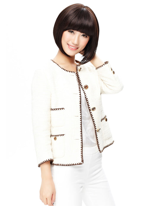 耐熱商品、サイドの毛が前下がりになったスタイル、大人っぽい洗練されたボブスタイルです、ウィッグネット付き W-1011