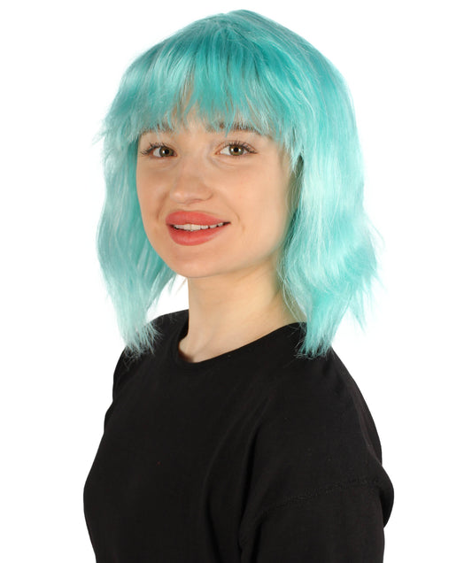 女性用 肩までの長さの前髪つき ウェービーコスプレウィッグ 明るい青 H-5229_10 ファンシースタイル プレミアムハロウィンパーティーウィッグコレクション