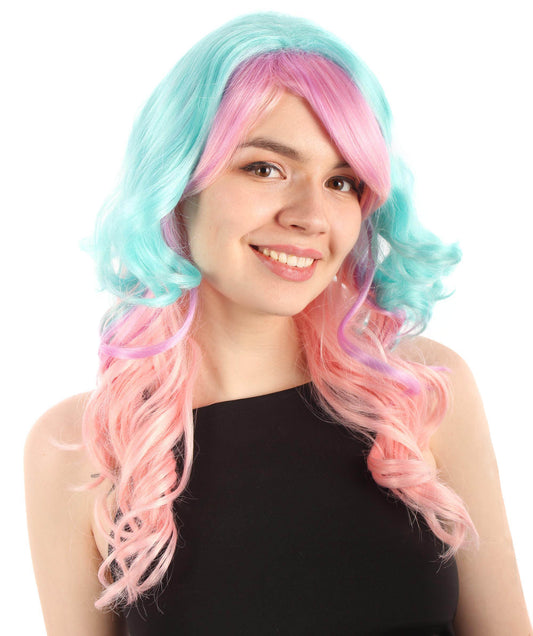 マーメイドフェアリーテールウィッグ ミックスピンク H-5380_22 長いウェービー コスプレ ハロウィーン衣装 パーティーヘア 合成繊維