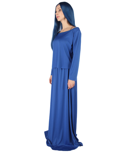 女性用 JCP-066_3 シンプル スカイブルー ドレス ハンドメイド コスプレ コスチューム バッグとボンネット付き