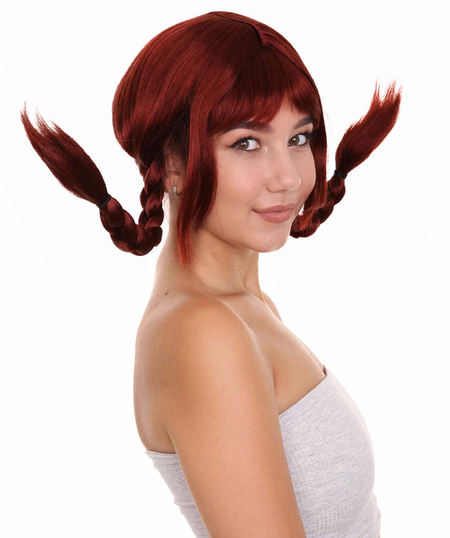 Wigs2you ハロウィン パーティー プレミアム レディース H-1652 簡単装着 とても快適 ピッピ ダークオーバーン