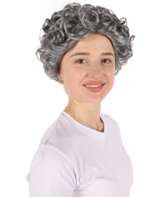 大人女性 H-6303 ショート グレー カーリーウィッグ コスプレウィッグ 難燃性合成繊維