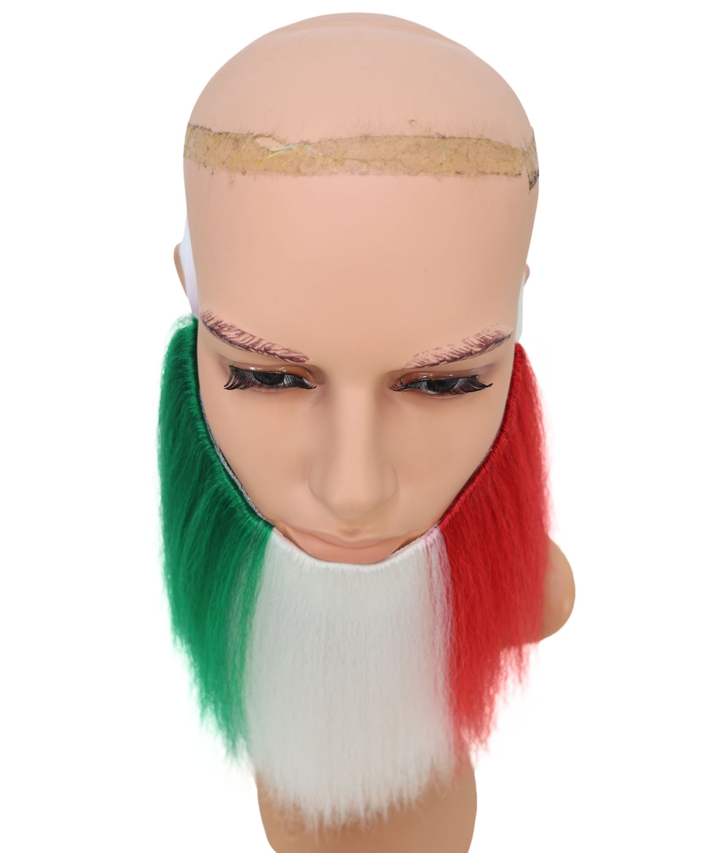 Wigs2you MU-002 イタリアのトリコロールひげ | 9.5インチ 緑、白、赤のひげ | イタリアのイベントやコスプレに最適な合成ひげ