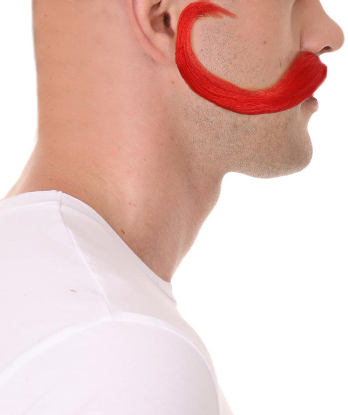 Wigs2you MU-083 トロールワールドツアー | メンズ トロール レッド ストレートハンドルバー 口ひげ