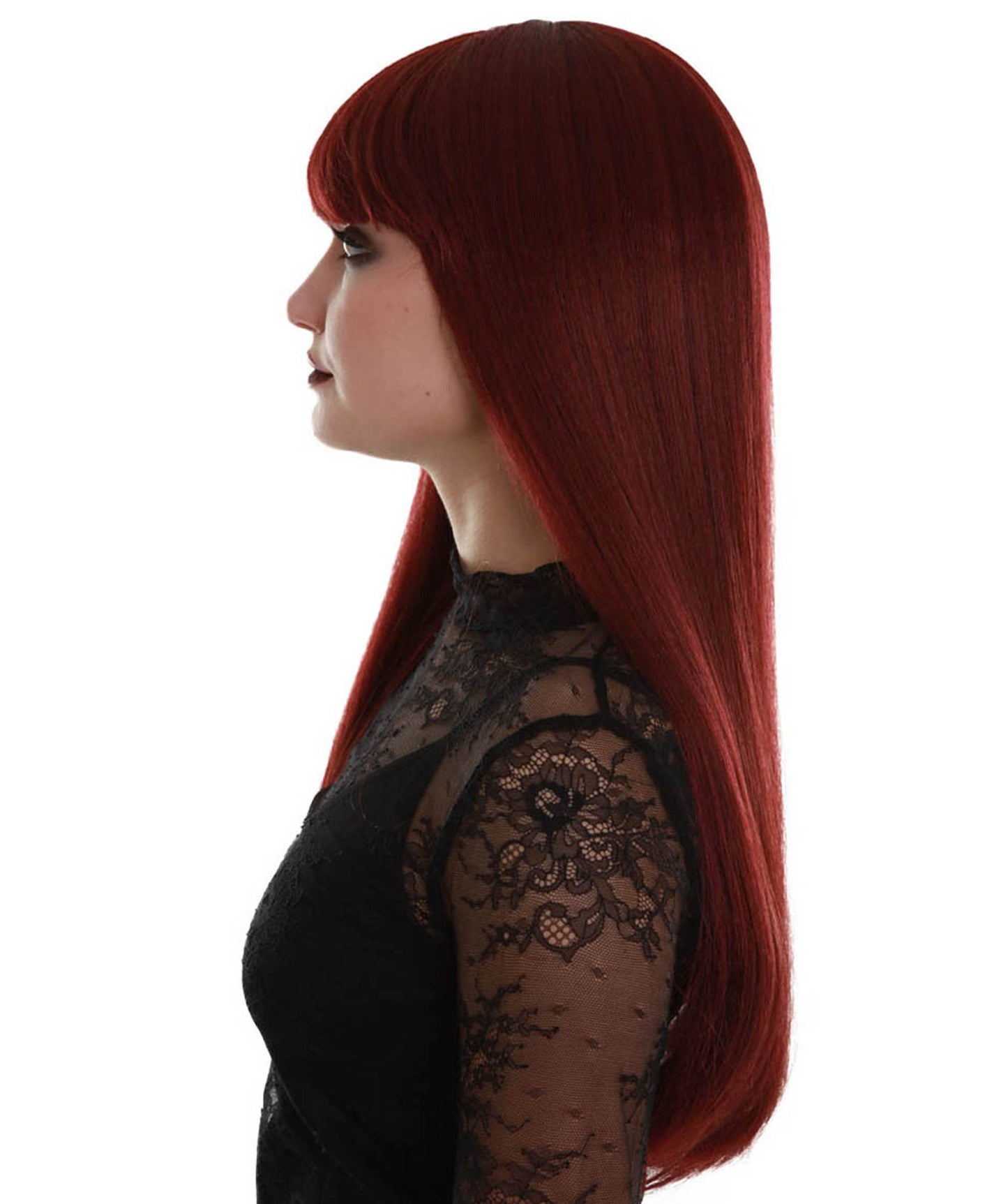 ハロウィンパーティープレミアム H-5299 女性用 ダークレッド ストレート ロングレングス トレンディ ミッドナイトレディウィッグ
