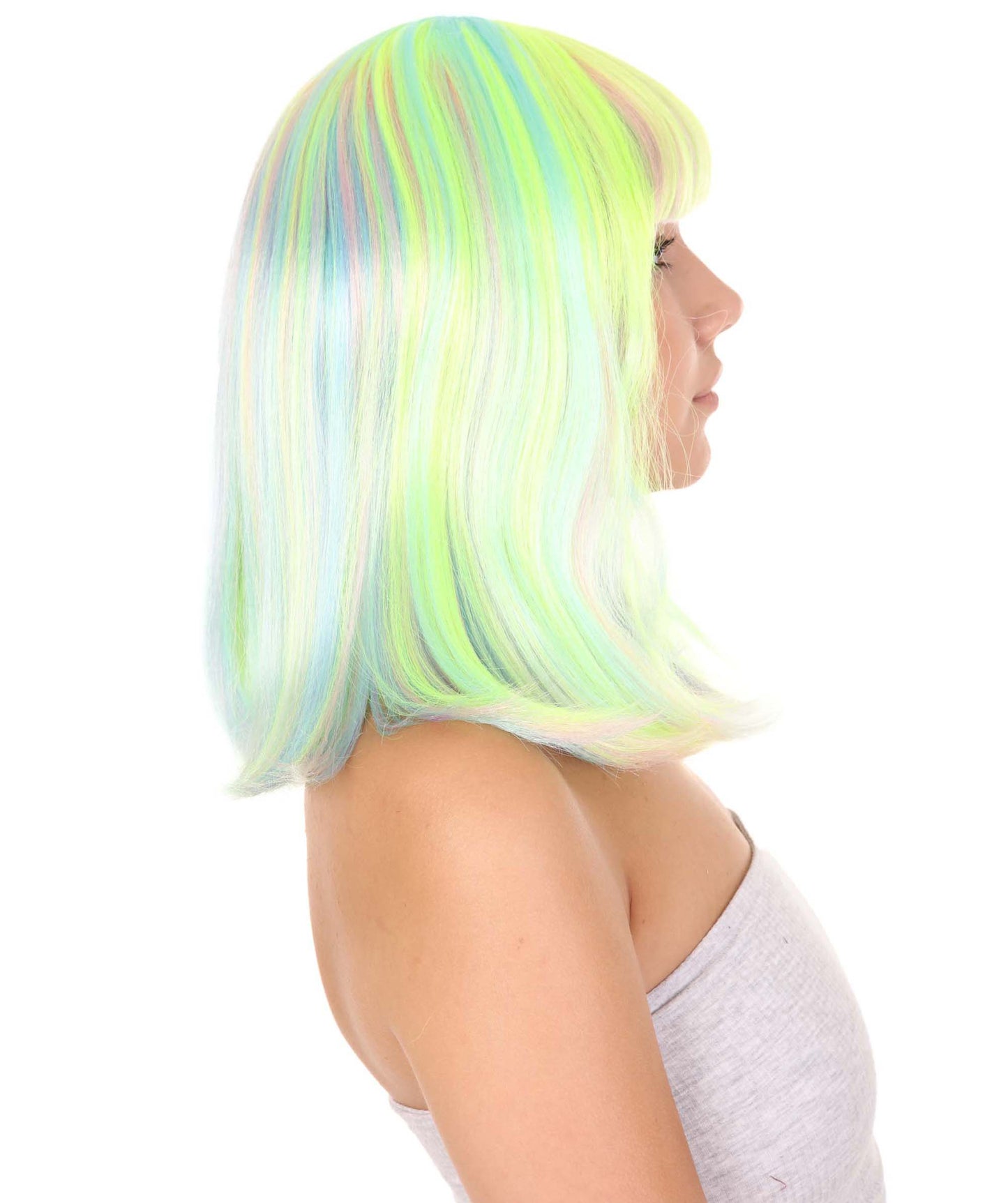 Wigs2youハロウィンパーティープレミアムレディースH-1976 美しい見た目のレインボーボブウィッグ