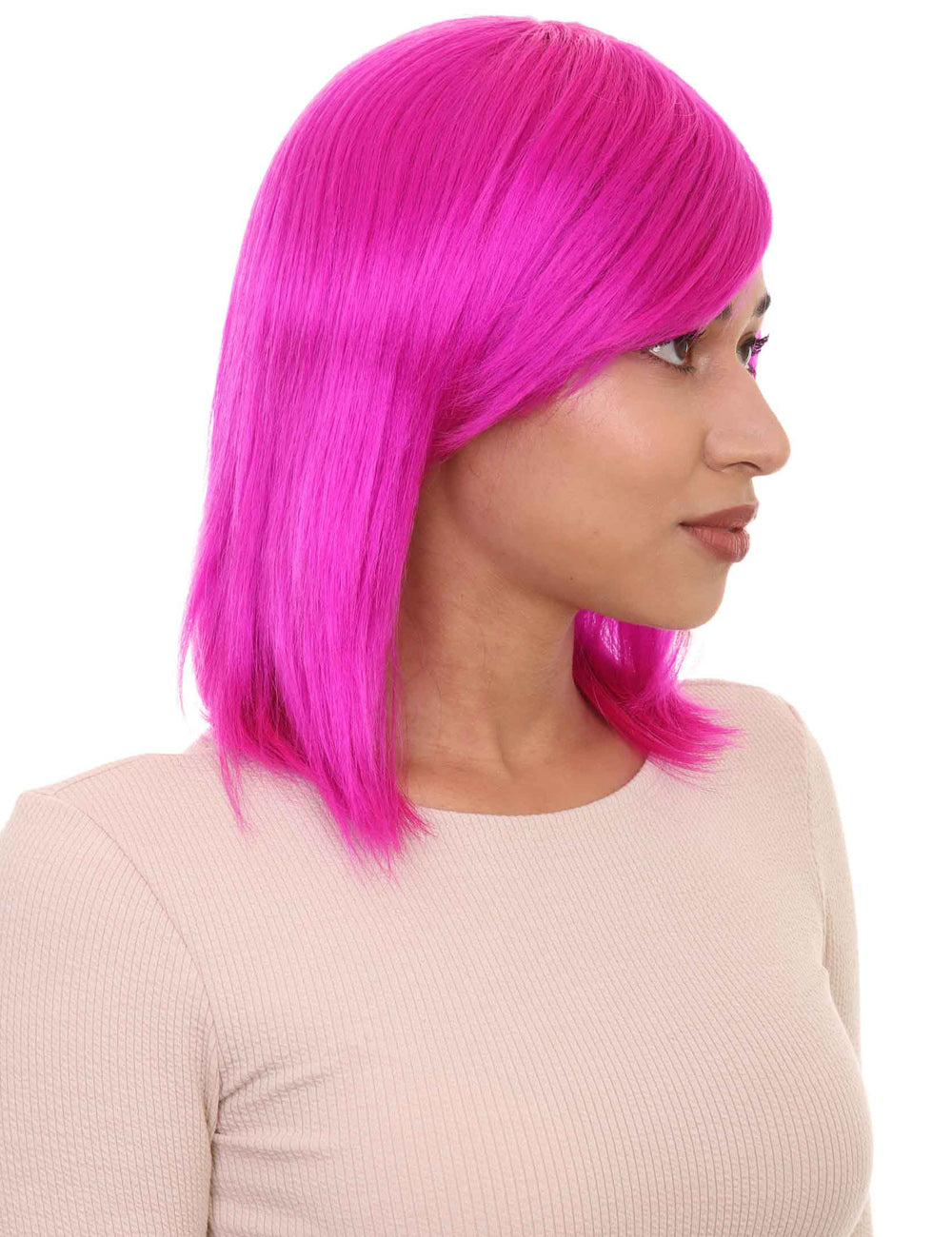 Wigs2you ハロウィン パーティー プレミアム H-1431 簡単に着用でき 快適なフィット感の女性ショート ネオン フューシャ ウィッグ