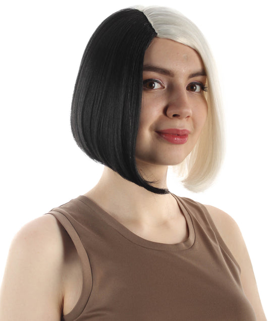 女性用ショルダーレングスフラッパーウィッグ ホワイトブラック H-5375_20 合成繊維ヘア ハロウィンパーティーウィッグコレクション