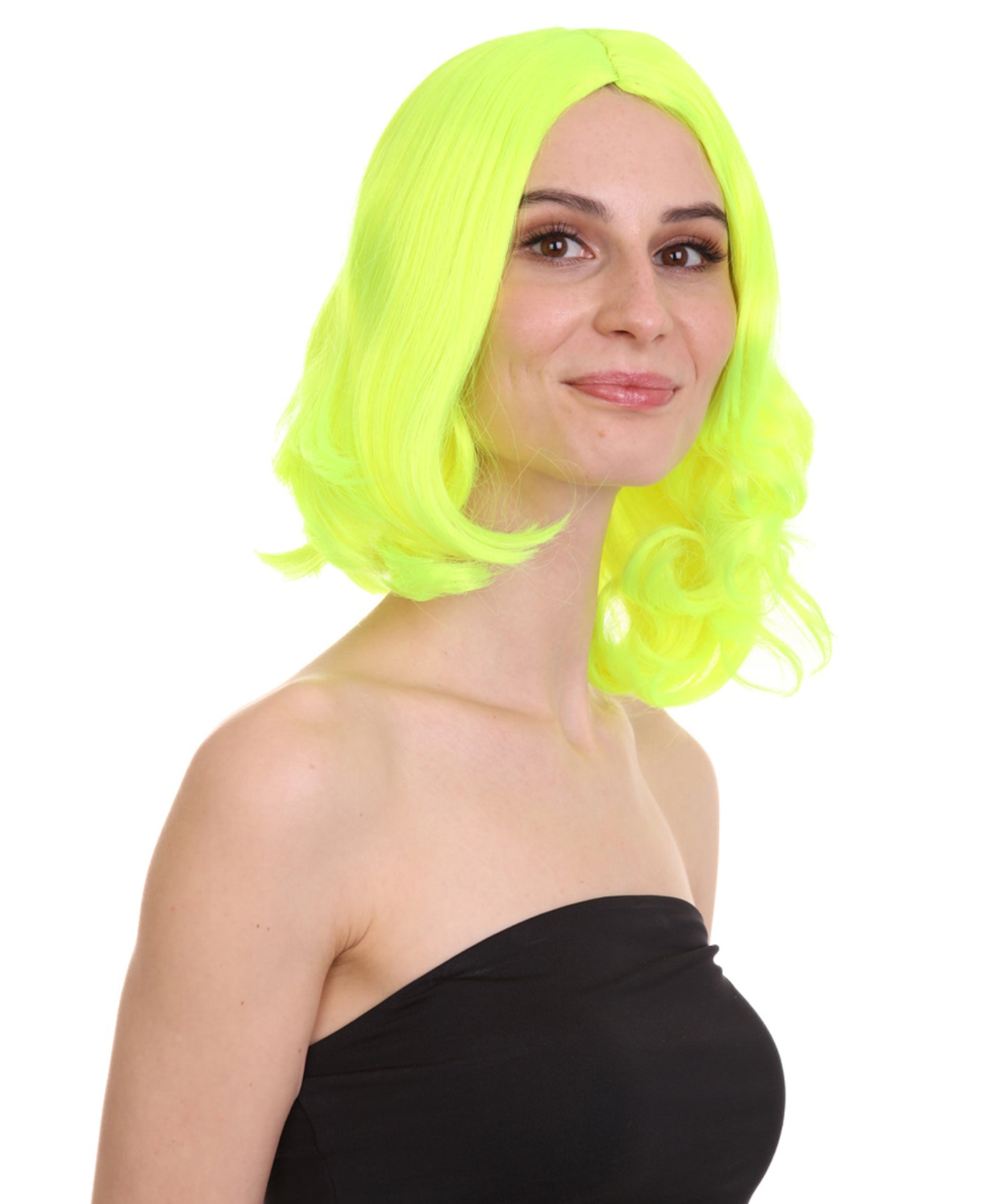 Wigs2you ハロウィン パーティー プレミアム 簡単に着用できる H-1152 とても快適なネオン グリーン カーリー レディ ウィッグ