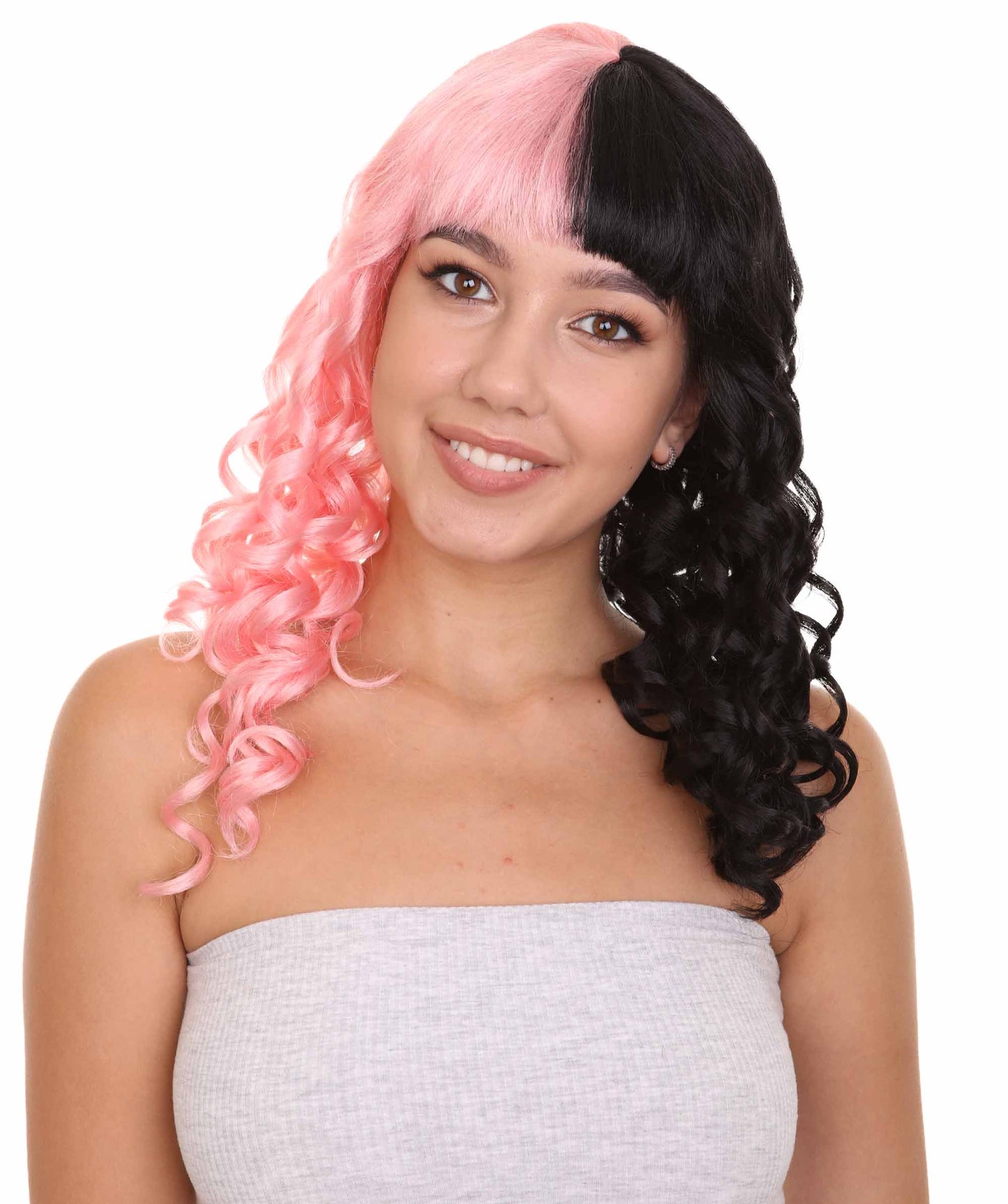 Wigs2youハロウィンパーティープレミアムレディースH-1873 着けやすい 非常に快適 限定!Melanie Martinezピンクと黒のコスプレウィッグ