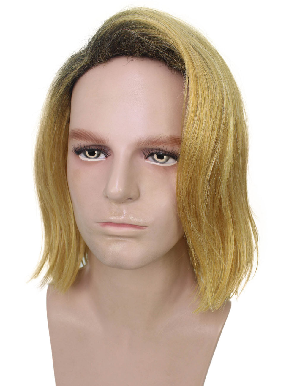 ハロウィンパーティープレミアム大人用メンズ「原神」のネィグァン黒とブロンドのウィッグ H-5685