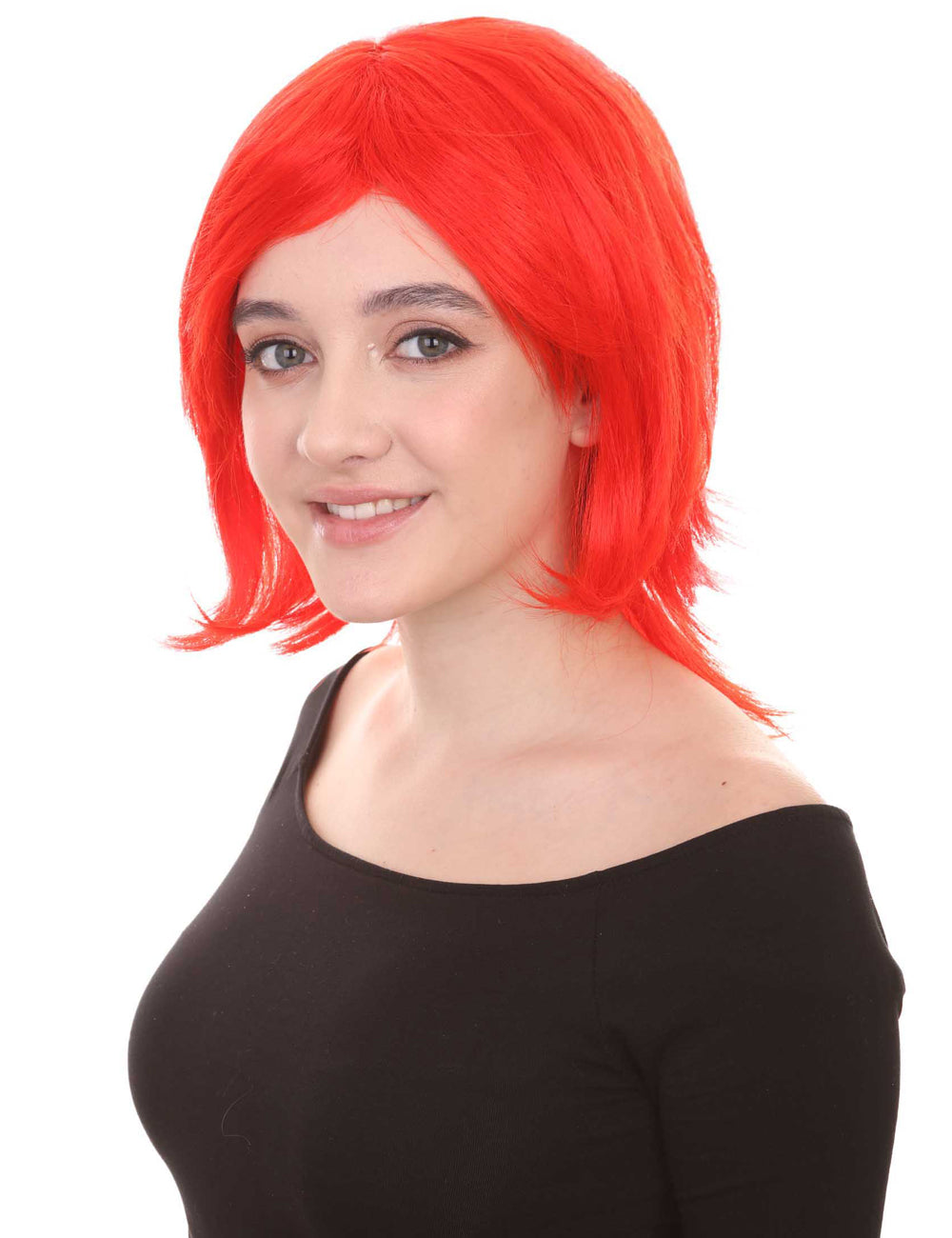 Wigs2you ハロウィン パーティー プレミアム H-1417 簡単に着用でき 快適なフィット感の女性ショート ネオンレッドウィッグ