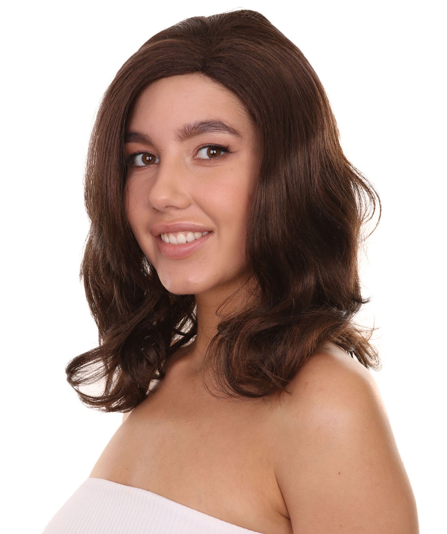 プレミアムハロウィンパーティーレディ H-5465 ミディアムレングス ブラウンカマラハリス副大統領ウィッグ ブラウン