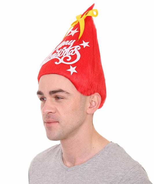 メンズ レッド クリスマスツリー トロール ウィッグ 2 H-2471 プレミアム 通気性のあるキャプレスキャップ