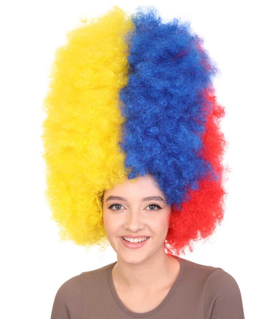コロンビアフラッグ スポーツパーティージャンボアフロウィッグ H-3967 プレミアム 通気性の良い キャップレスキャップ
