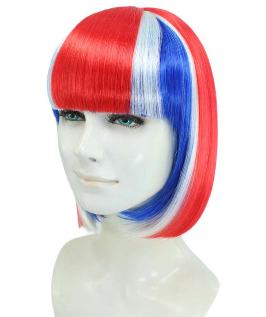 ハロウィンパーティープレミアムレディース Flag-002 ボブウィッグ マルチカラー ファンシーキャラクターファッションウィッグ ソフト合成繊維