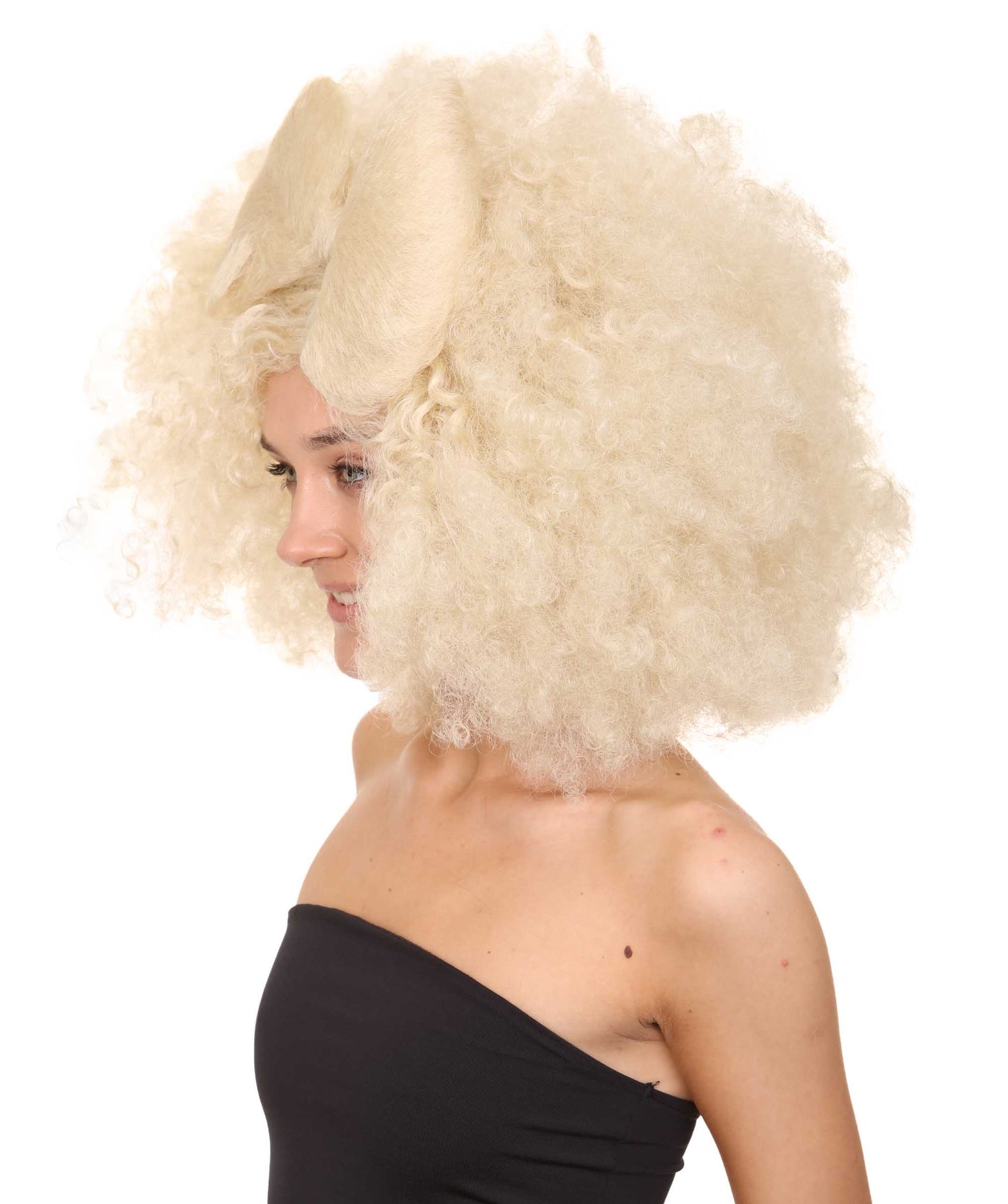 Wigs2you ハロウィン パーティー プレミアム レディース H-1252 着けやすい 快適なフィット感 ブロンド アフロ スモール ボウウィッグ