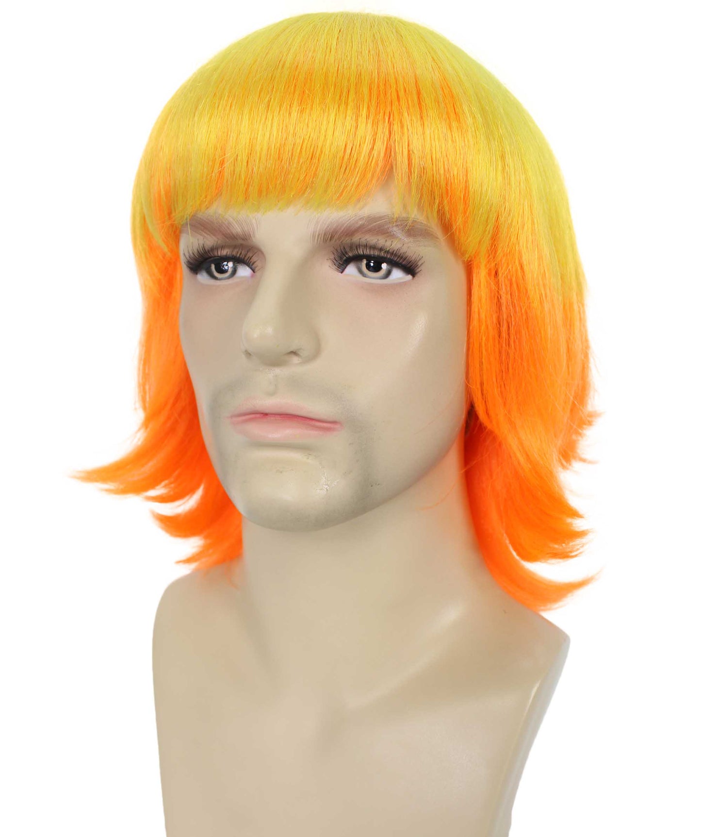 ハロウィンパーティ プレミアムメンズ H-5651 デーモンハンターアニメコスプレ イエローオレンジブロンドグラデーションウィッグ 合成繊維の髪