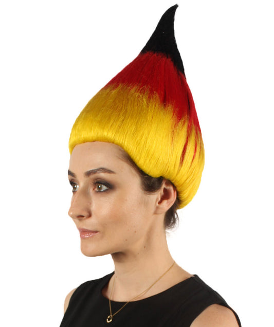 女性用コスプレウィッグ ドイツ国旗 トロールスタイル H-4003 国の誇り ハロウィンウィッグ プレミアム通気性キャップレスキャップ
