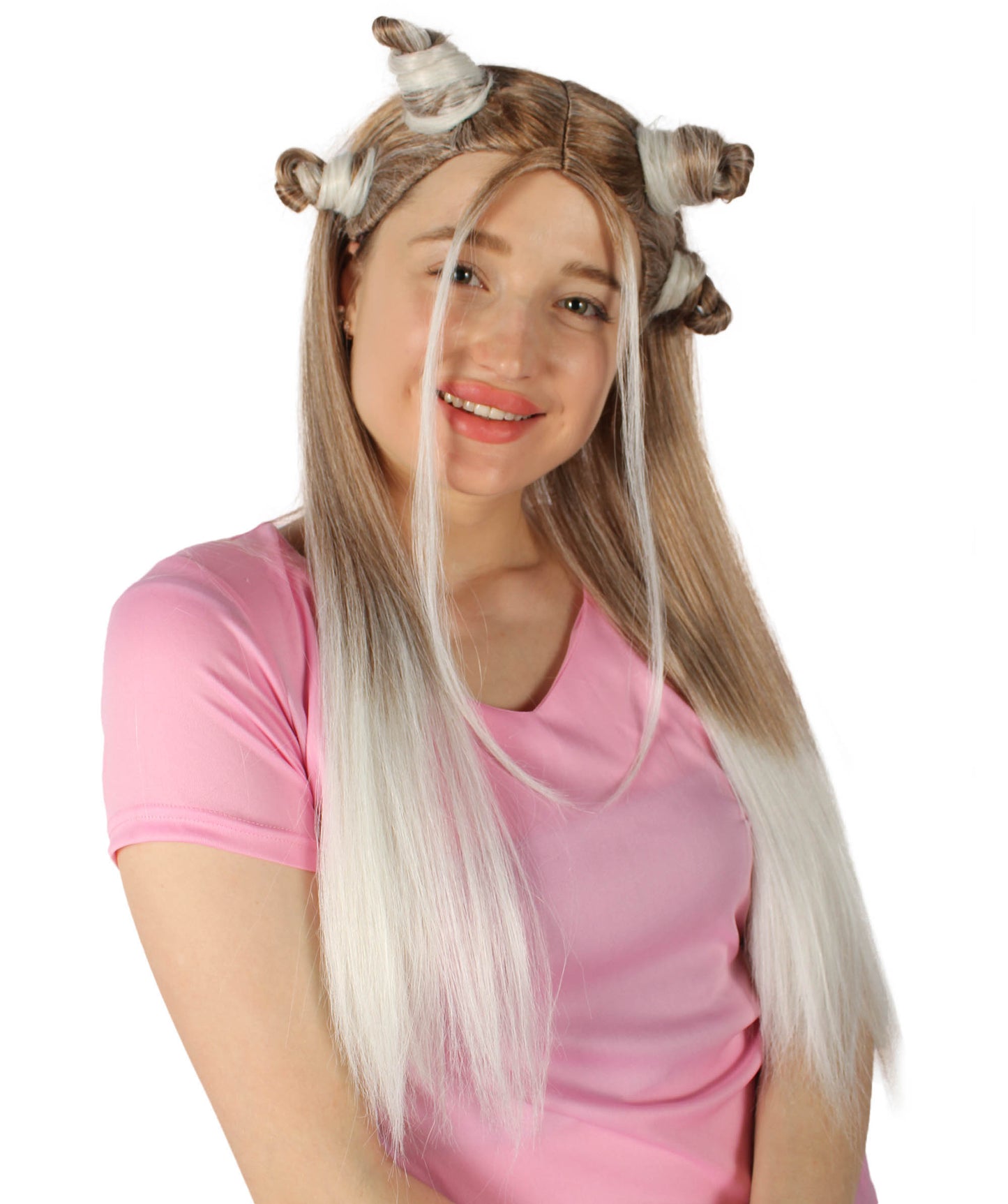 女性用 H-5840 セレブリティ オンブル ブロンド ウィッグ I ハロウィンに最適 難燃性合成繊維