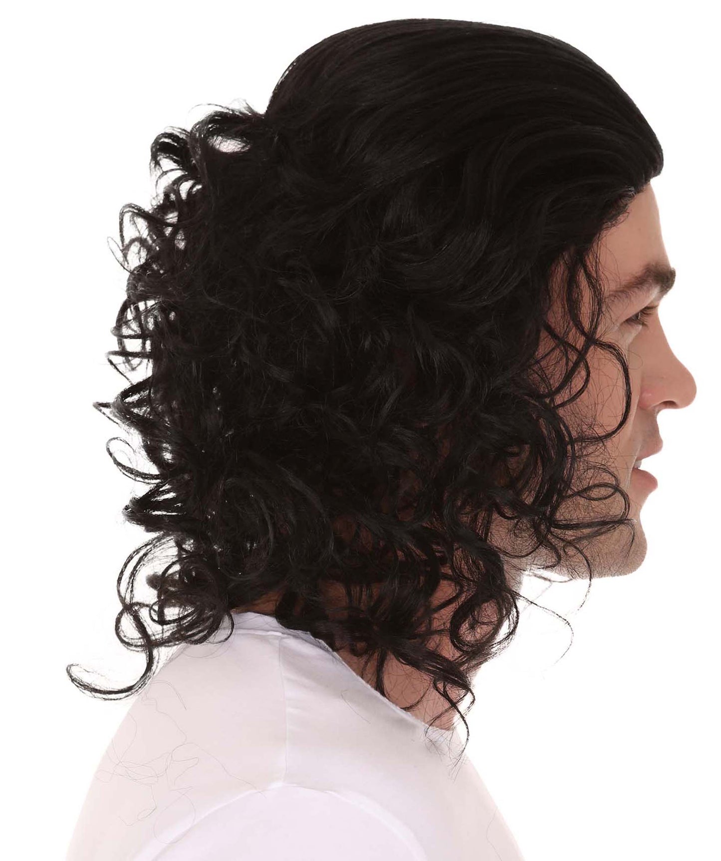 Wigs2you ハロウィンパーティープレミアム H-2147 ゲーム・オブ・スローンズ ジョンブラックカーリーウィッグ あなたのためにカスタマイズ 男性の髪の部分の調整プロセス