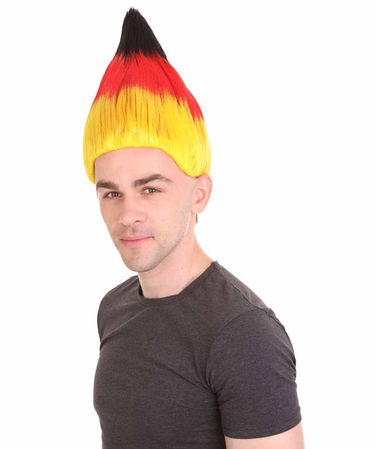 男性用コスプレウィッグ ドイツ国旗 トロールスタイル H-3776 コスプレハロウィンウィッグ プレミアム通気性キャップレスキャップ