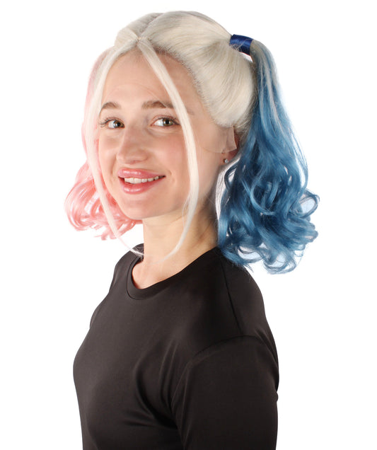 プレミアムレディースH-5920 コミックブックスーパーヴィランコスプレ レインボーウィッグ ハロウィンに最適 難燃性合成繊維