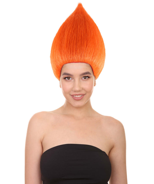 女性用コスプレウィッグ オレンジ トロールスタイル H-1789 プレミアム通気性キャップレスキャップ
