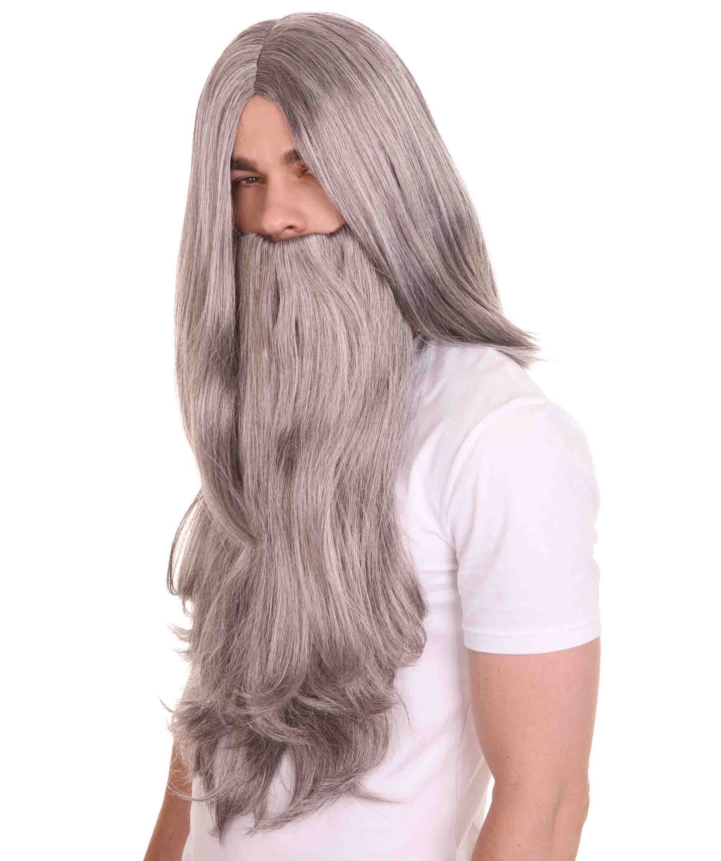 ハロウィンパーティ プレミアム 男性用 H-4402 ロングウィザードウィッグとひげセット