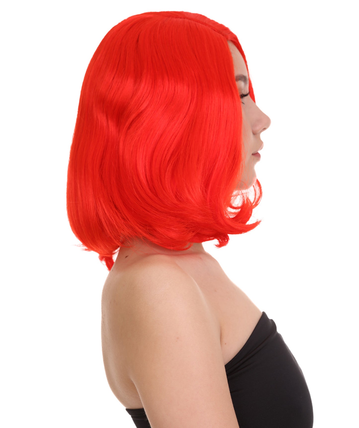 Wigs2you ハロウィン パーティー プレミアム 簡単に着用できる H-1149 とても快適なネオンレッド カーリー レディ ウィッグ