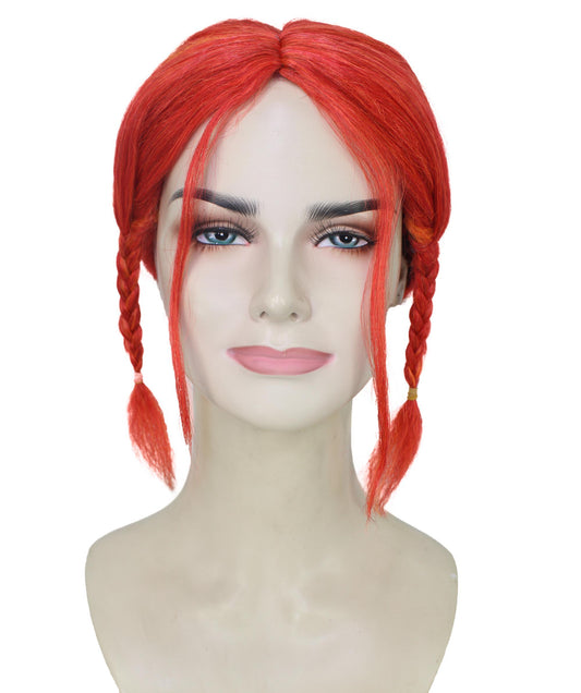 レディース H-5941 ワイン レッド ビデオ ゲーム ソーサレス ウィッグ パーティーに最適 難燃性合成ファイバー
