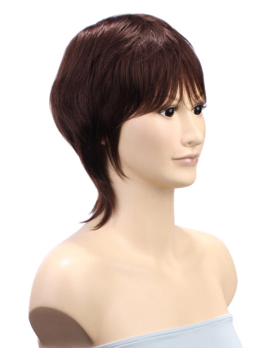 人毛100%!ストレートショートウィッグ。すっきりとかっこいい ウィッグネット付きHH-115