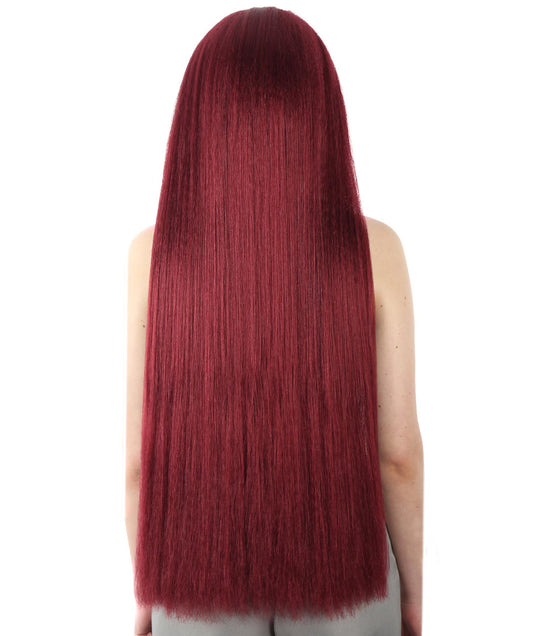 女性 36インチ 超長いウィッグ バーガンディ H-5379_16 バングなし コスプレ衣装の髪ウィッグ