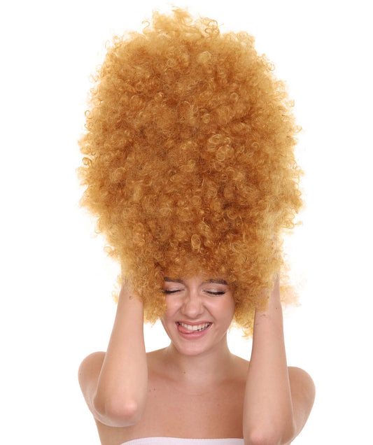 女性用スーパージャンボアフロライトブラウンウィッグ H-3446 プレミアム通気性のあるキャップレスキャップ