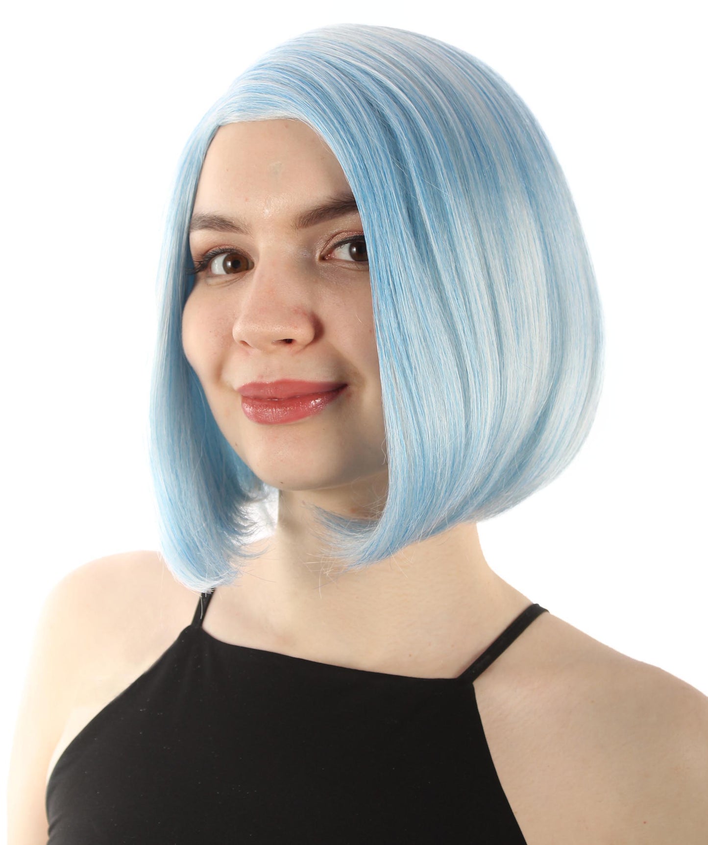 女性用ショルダーレングスフラッパーウィッグ アイスブルーブレンド H-5375_27 合成繊維ヘア ハロウィンパーティーウィッグコレクション