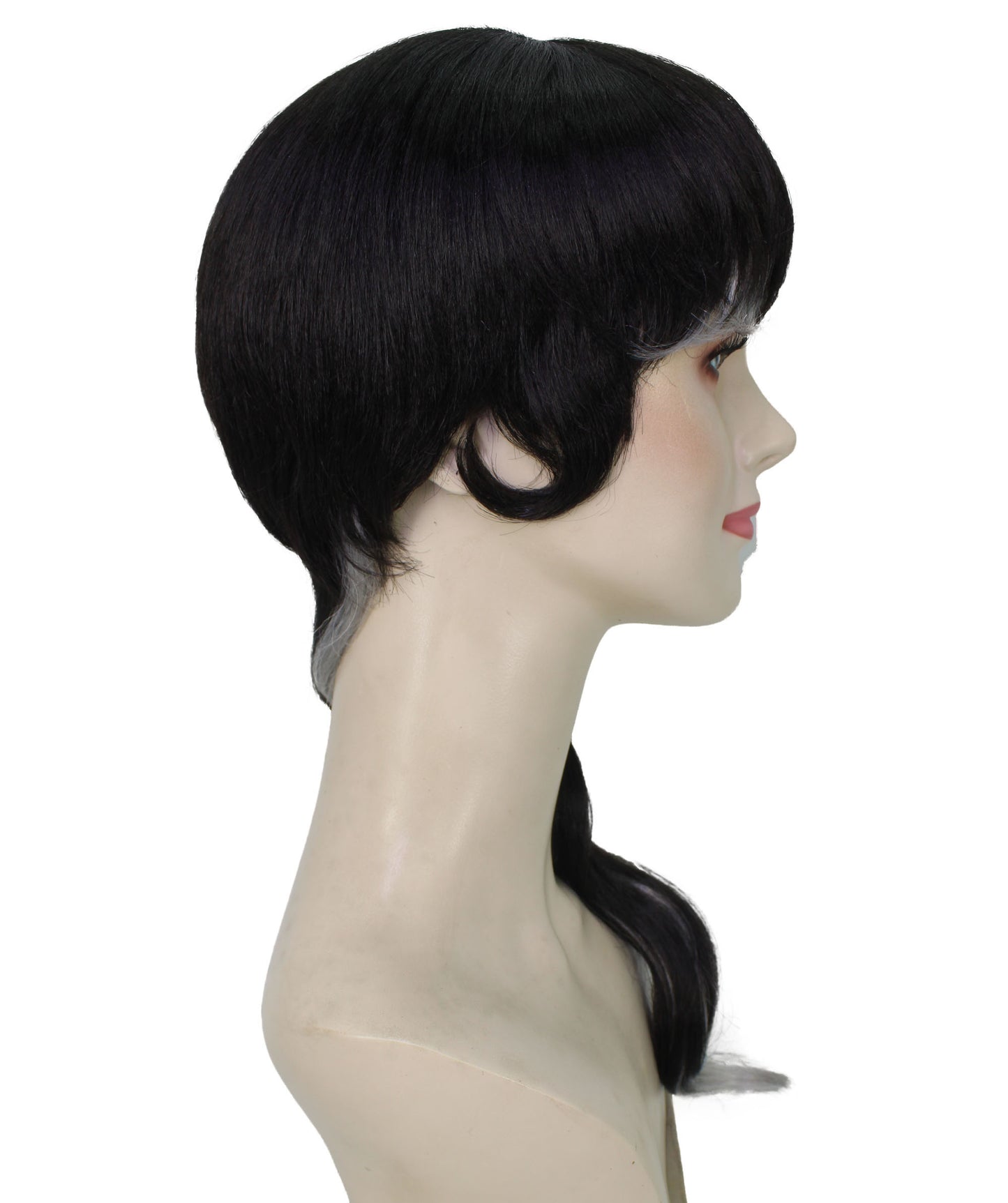 プレミアムレディースH-5934 ラットテイルダークグレーシンセティックヘアウィッグ ハロウィンに最適 難燃性合成繊維