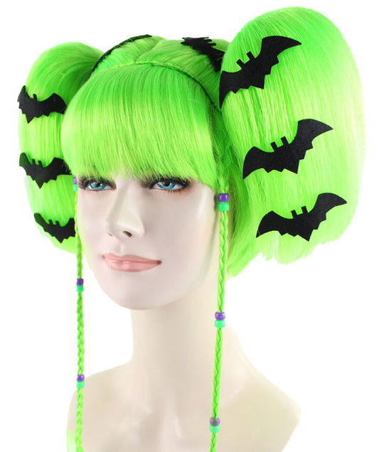 Wigs2you ハロウィンパーティープレミアム レディース H-700 バットエンジェルウィッグ ライムカラー