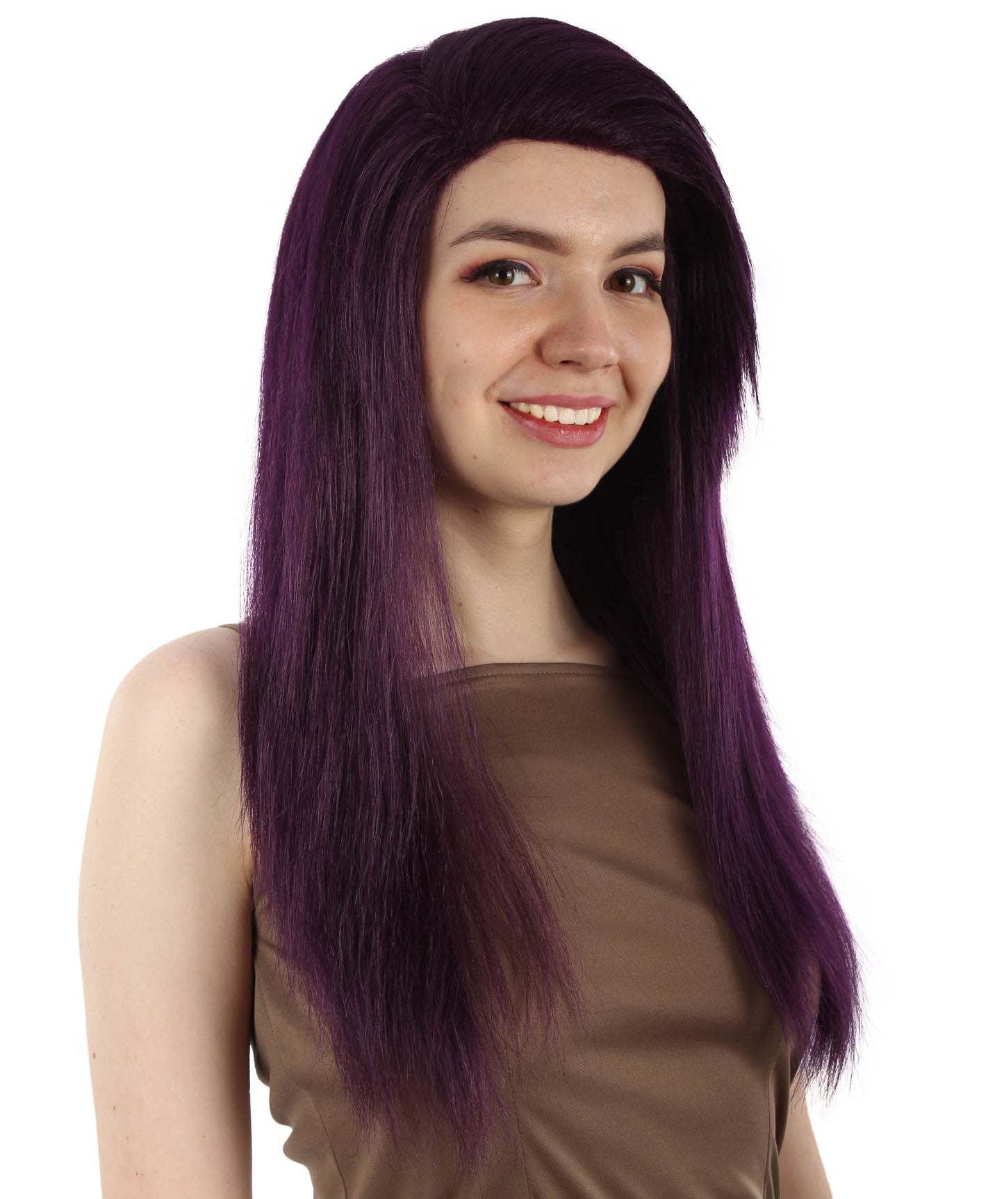 女性用ロングストレートサイドパートコスプレウィッグ ダークパープル H-5220_11 ファンシースタイル プレミアムハロウィンパーティーウィッグコレクション
