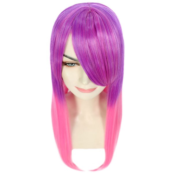 女性 ピンク ロング ストレートウィッグ H-5103 プレミアム 通気性の良いキャップレスキャップ