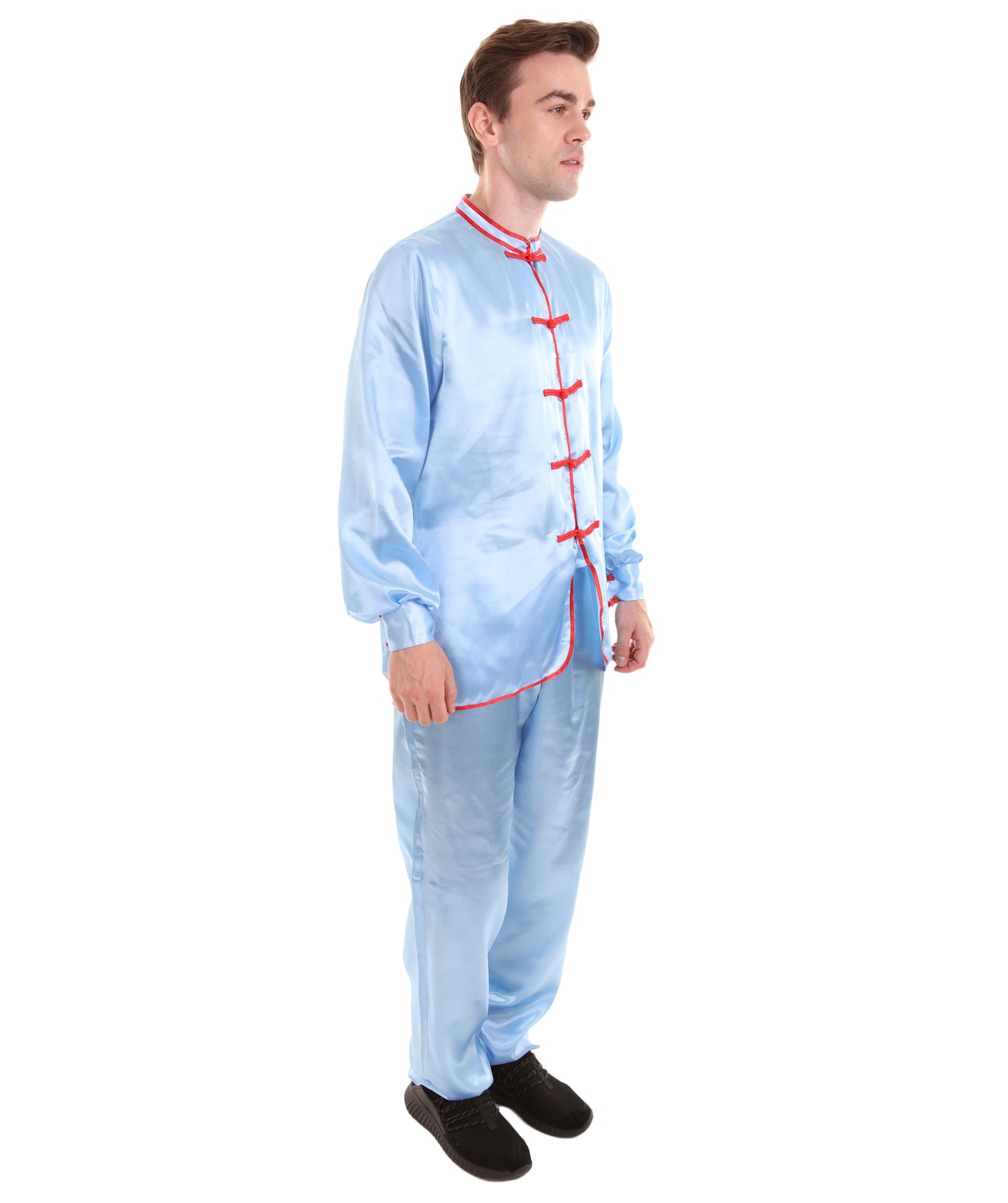大人用メンズ JCO-269_2 中国の伝統的なカンフー ライトブルーサテン 制服 コスプレ衣装