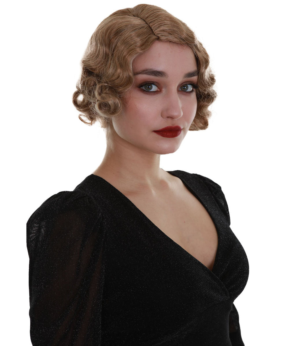 大人の女性用ブロンド波状トレンディなローリング20'sウィッグ H-5271 プレミアムハロウィンパーティーウィッグコレクション