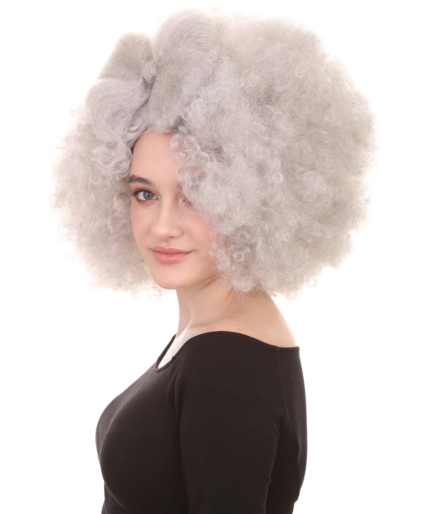 Wigs2you ハロウィン パーティー プレミアム レディース H-1250 着けやすい 快適なフィット感 グレー アフロ スモール ボウウィッグ