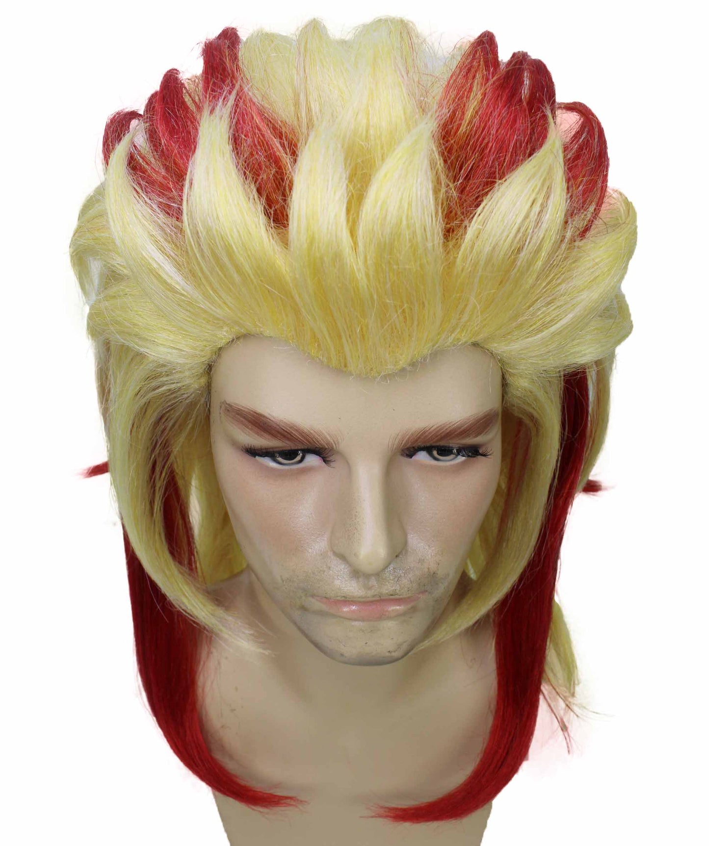 ハロウィンパーティ プレミアムメンズ H-5654 アニメデーモンハンター イエロー&レッドフレイムヘアウィッグ 合成繊維の髪