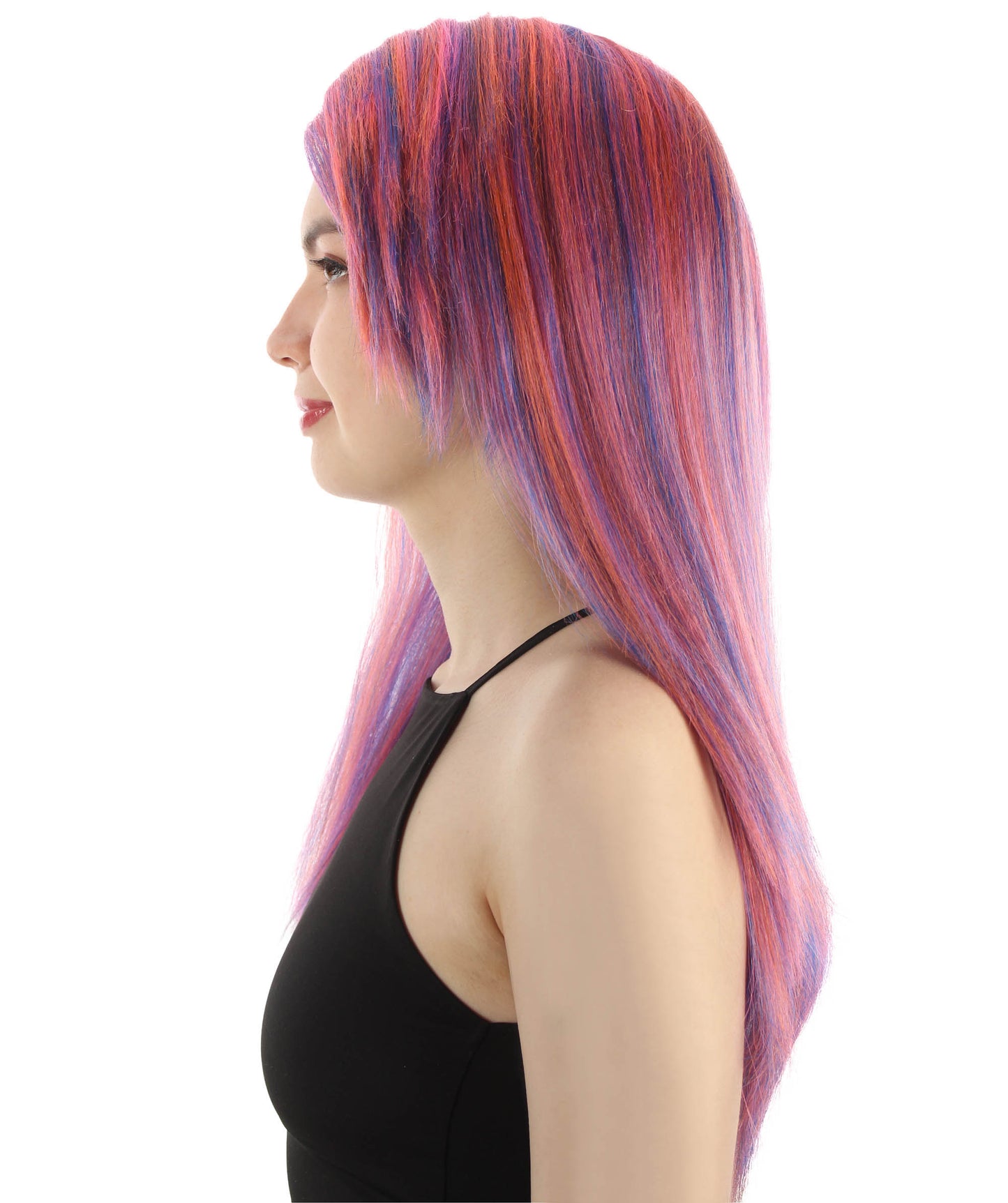 女性用ロングストレートサイドパートコスプレウィッグ ピンクオンブレ H-5220_31 ファンシースタイル プレミアムハロウィンパーティーウィッグコレクション