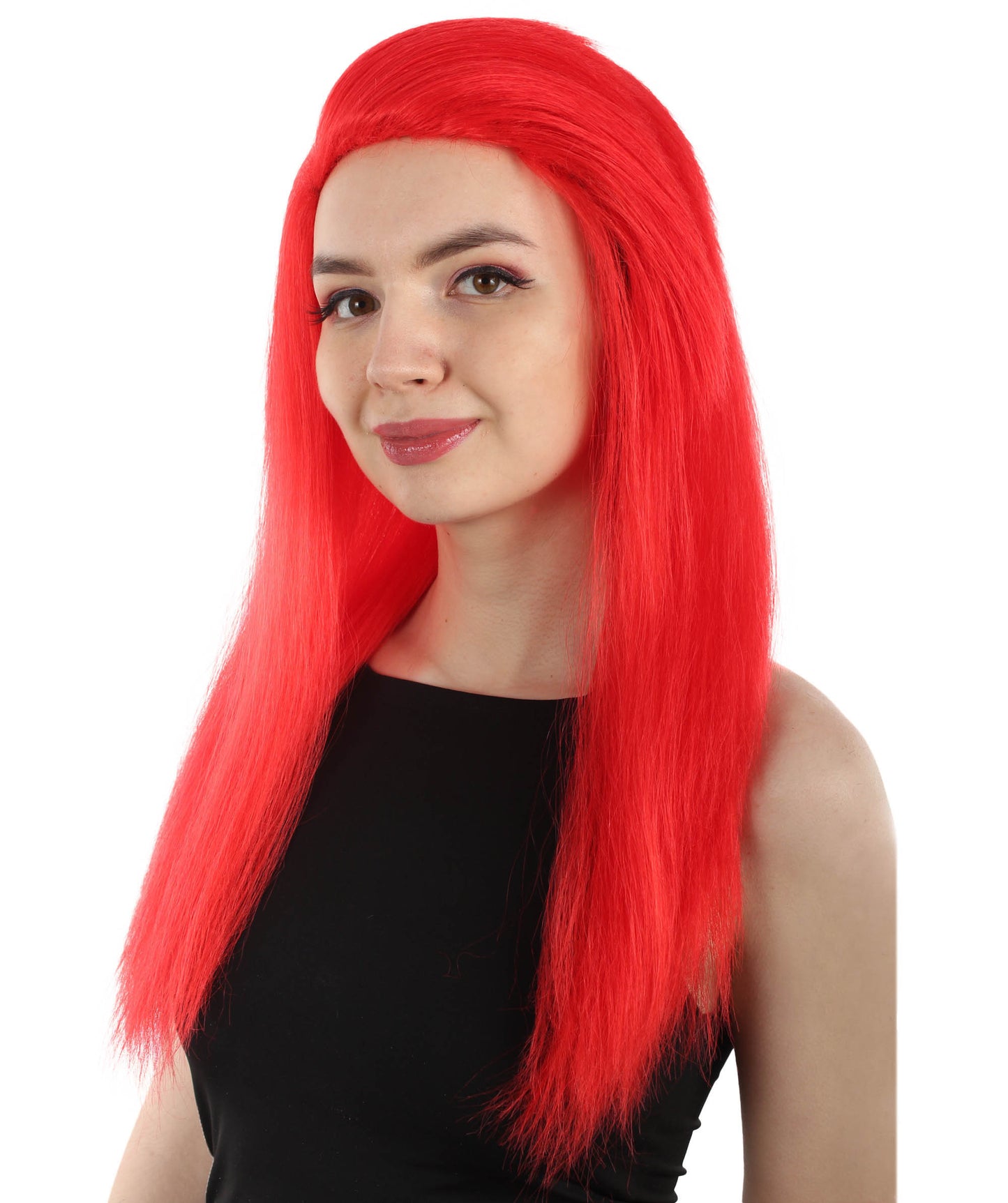 女性用ロングストレートサイドパートコスプレウィッグ レッド H-5220_1 ファンシースタイル プレミアムハロウィンパーティーウィッグコレクション