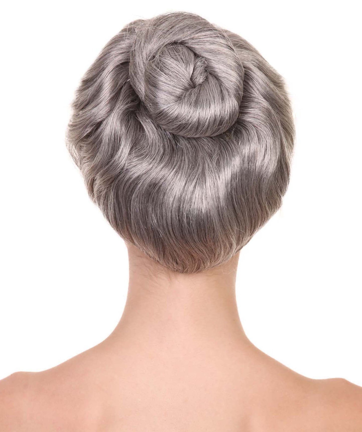 コスプレ用ウィッグ Mrs Zimmermann H-3832 グレー おばあちゃんのヘアバン付きウィッグ プレミアム 通気性の良い キャップレスキャップ