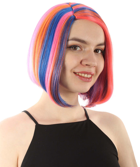 女性用ショルダーレングスフラッパーウィッグ ピンクオンブレ H-5375_28 合成繊維ヘア ハロウィンパーティーウィッグコレクション
