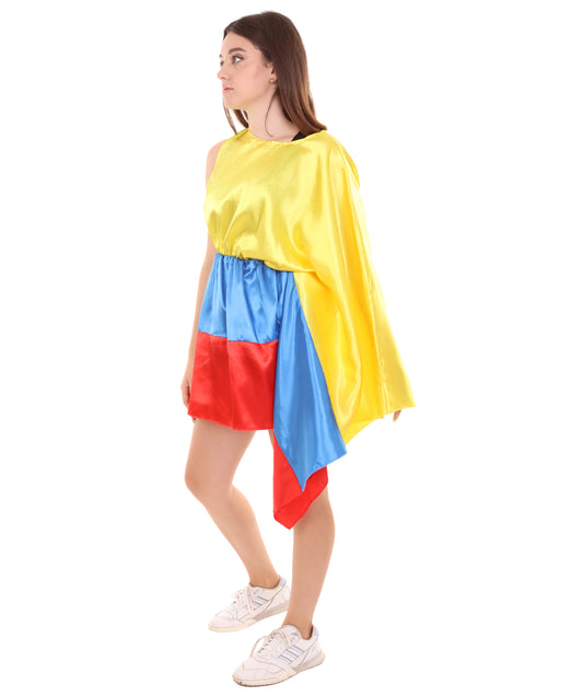 大人用女性の JCO-232 祝賀 コロンビア国旗 ドレス コスチューム パトリオティック コスプレコスチューム